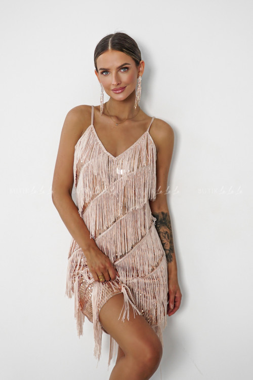 Sukienka cekinowa beżowo-złota Pierro 3