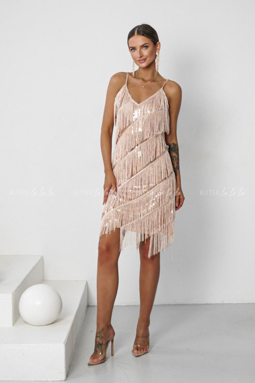 Sukienka cekinowa beżowo-złota Pierro 4