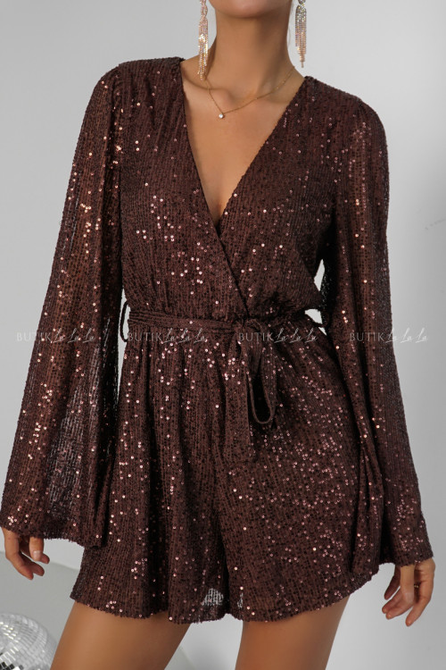 Kombinezon cekinowy brązowy Traviss 1