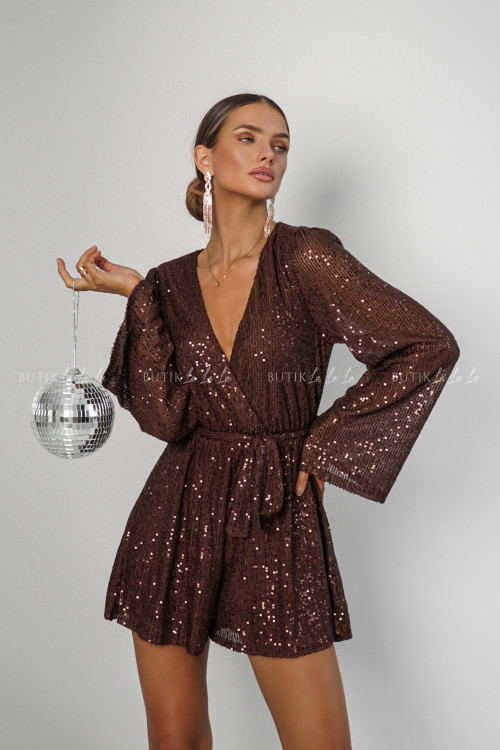 Kombinezon cekinowy brązowy Traviss 2