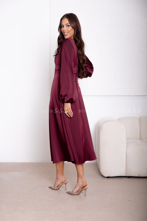 Sukienka satynowa bordowa Camelia 1