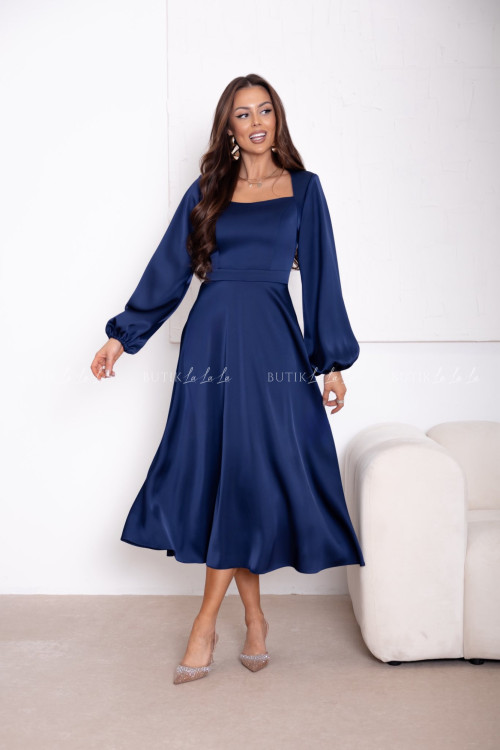 Sukienka satynowa granatowa Camelia