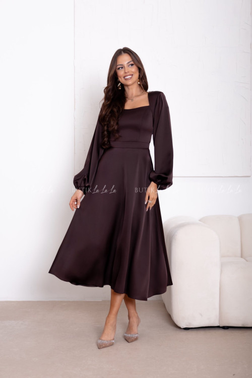 Sukienka satynowa brązowa Camelia 1