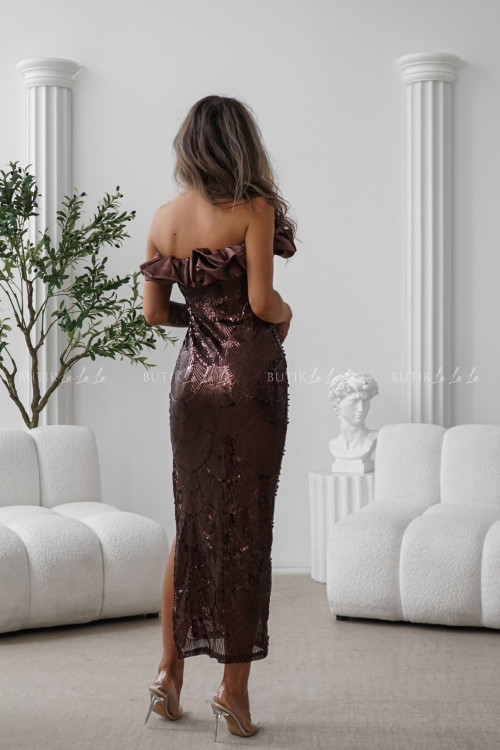 Sukienka cekinowa brązowa Sabrine 4