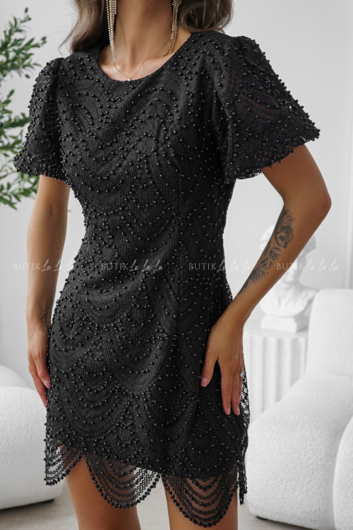 Sukienka z koralikami czarna Santa 2