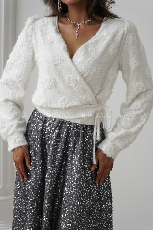 Sweter z różami ecru Osis