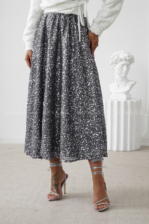 Spódnica cekinowa siwo srebrna Belona