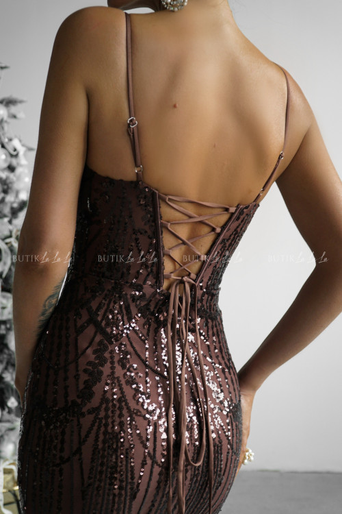 Sukienka cekinowa brązowa Filema 4