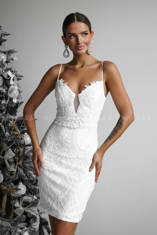 Sukienka cekinowa biała Filema 2