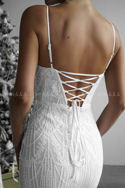 Sukienka cekinowa biała Filema 4