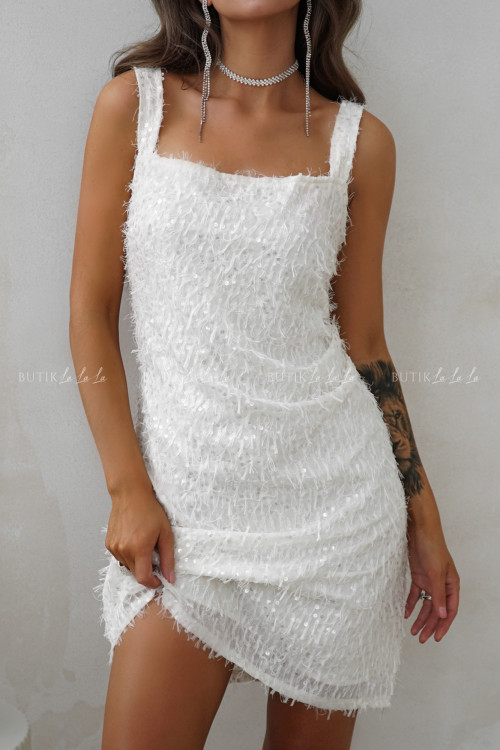 Sukienka kremowa cekinowa z niteczkami Danny