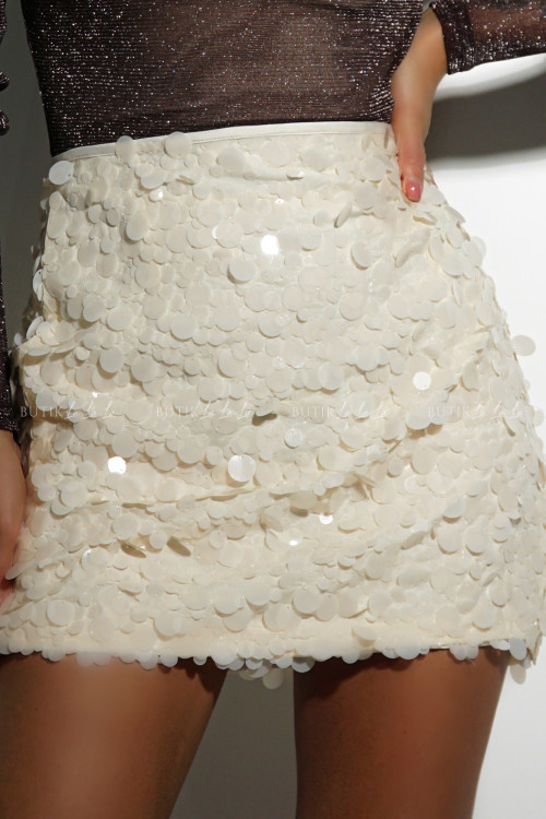 Spódnica mini cekinowa kremowa Karel