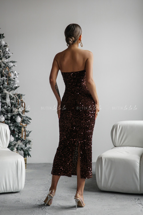 Sukienka midi cekinowa brązowa Charlies 2