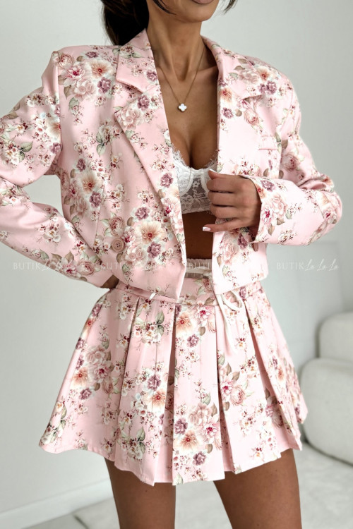 Komplet pudrowy w kwiatowy print Mennie